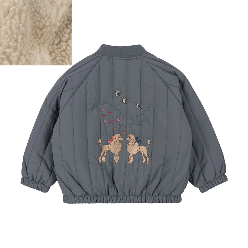 2024 New Winter Warm Jacket Girls Cherry Outerwear Children Cotton Animal New Baby Clothes Tops Boys Leisure Lamb Wool Jacket