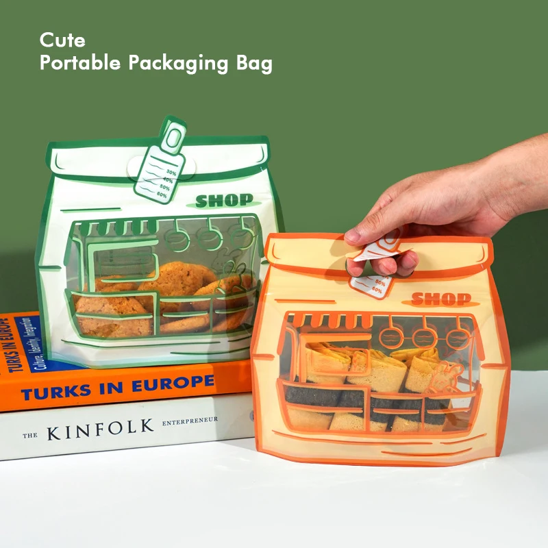 20 Stück/50 Stück tragbare niedliche Lebensmittelversiegelungs-Aufbewahrungsbeutel aus PET in Lebensmittelqualität, wiederverwendbar, kreative Keksverpackung für Süßigkeiten-Snacks