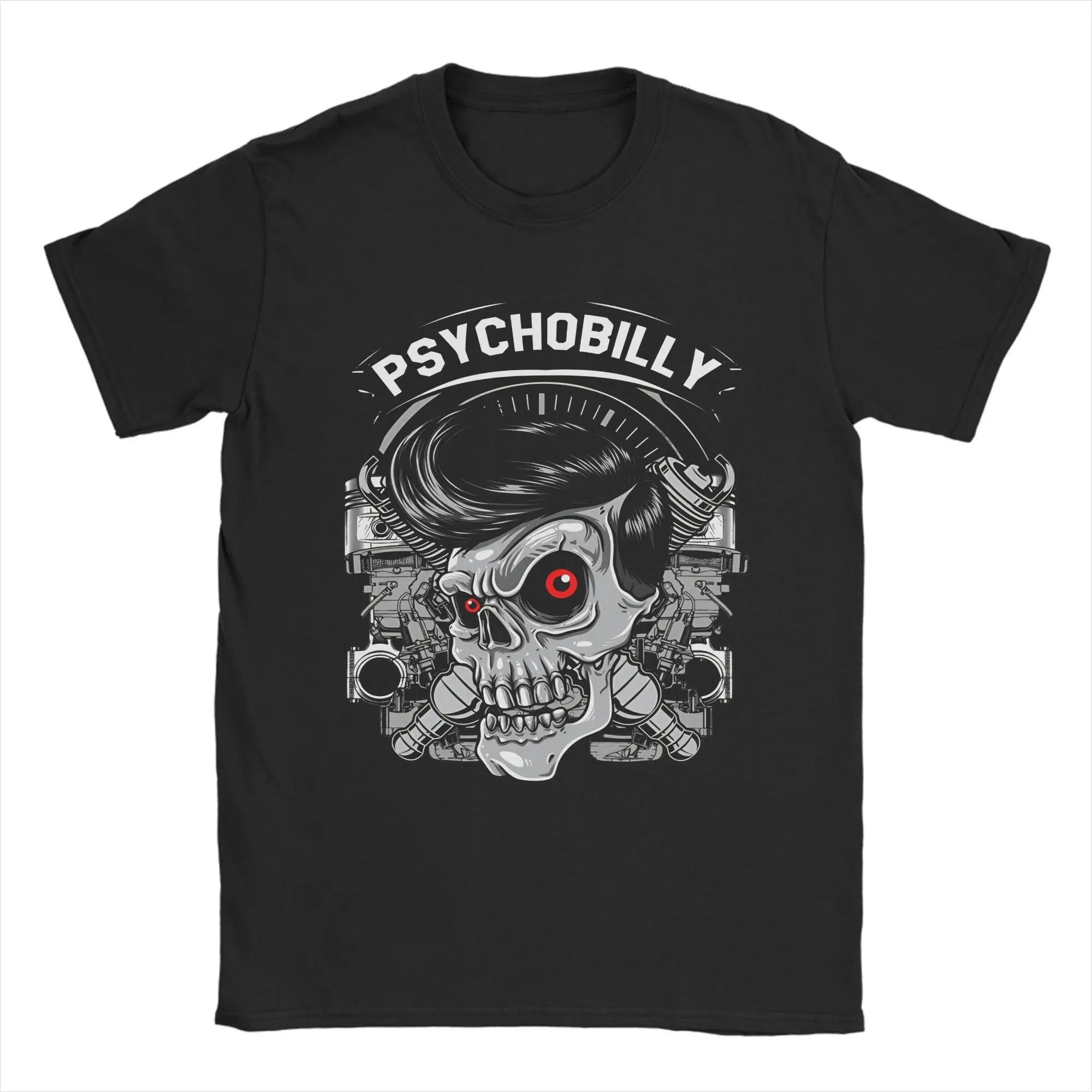 

Band Psychobilly T Shirts Men's 100% Cotton Vintage T-Shirts Crewneck Tee Shirt Short Sleeve Clothing Birthday Present