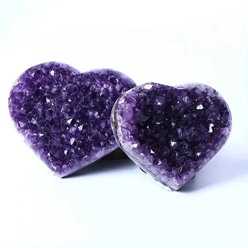 Natural Amethyst Cluster Heart-Shape Great For Home Table Offcie Decoration Yoga Meditation Gift Halloween Christmas