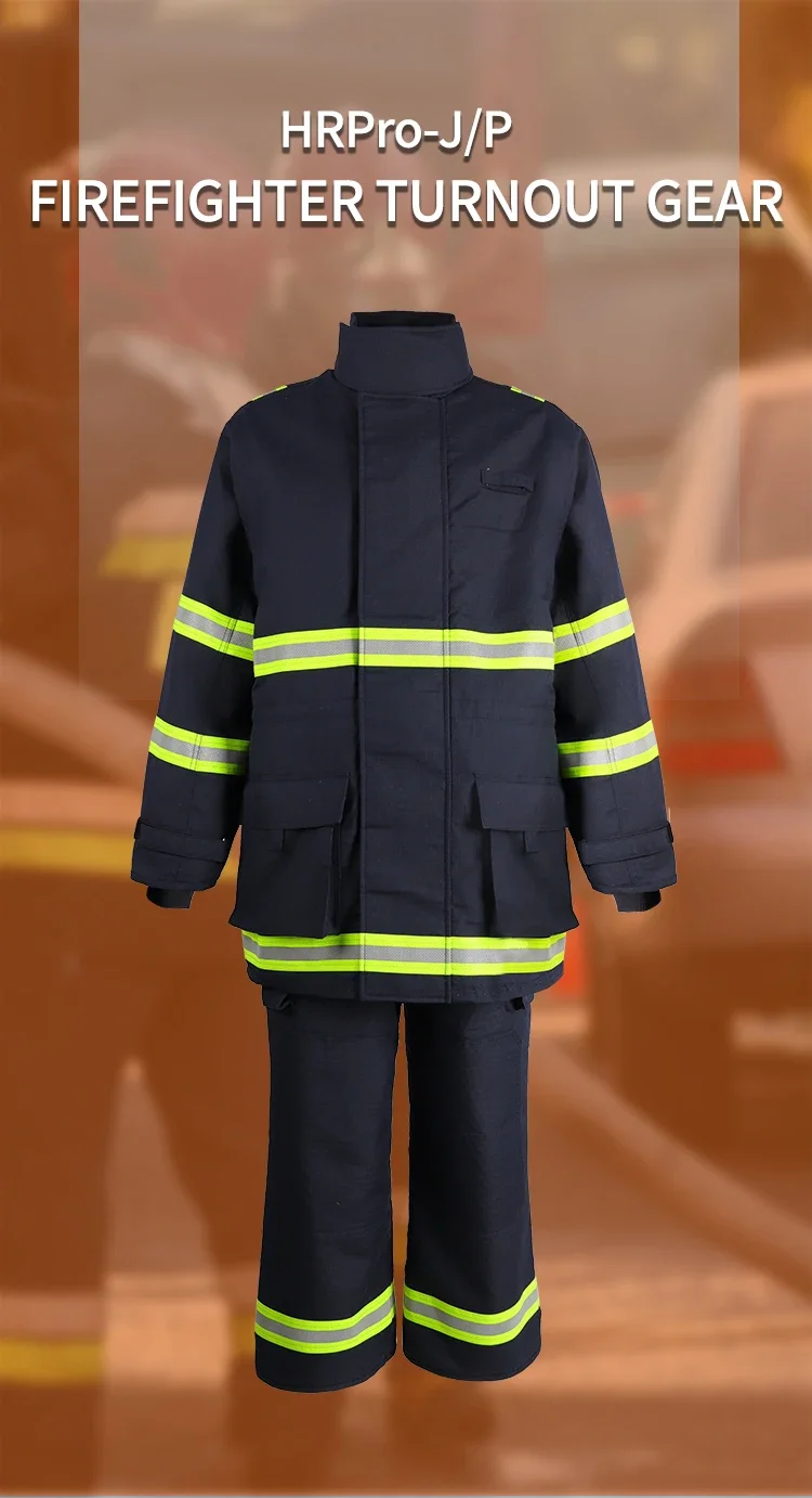 Traje de bombero HRPro-J/P azul marino, mono Nomex, ropa de trabajo, retardante de llama, ignífugo, transpirable, antiestático, Material HPPE