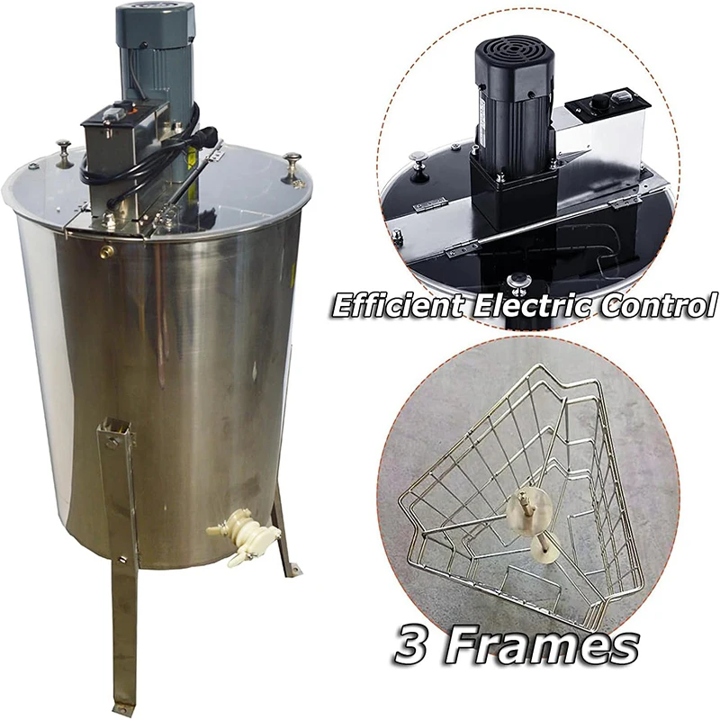 آلة فاصل مستخرج العسل الكهربائية 3 إطارات مستخرج النحل مع أداة مجموعة استخلاص تربية النحل لقرص العسل