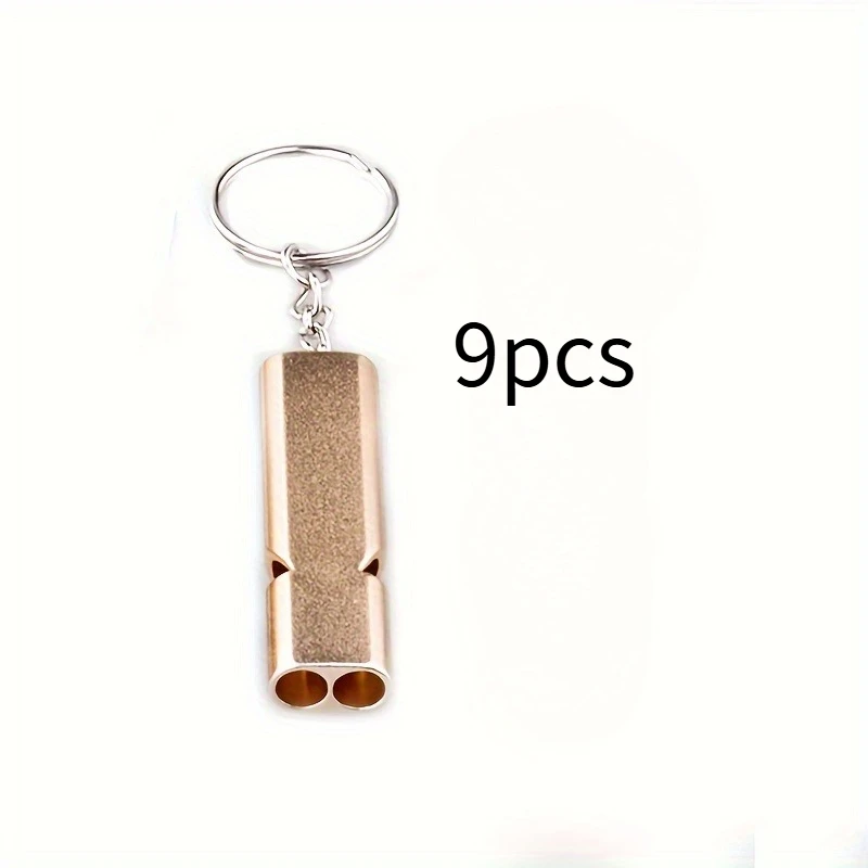 9pcs Dual-Frequency Survival Whistle - Lightweight Aluminum Alloy Outdoor EDC Equipment for Emergency