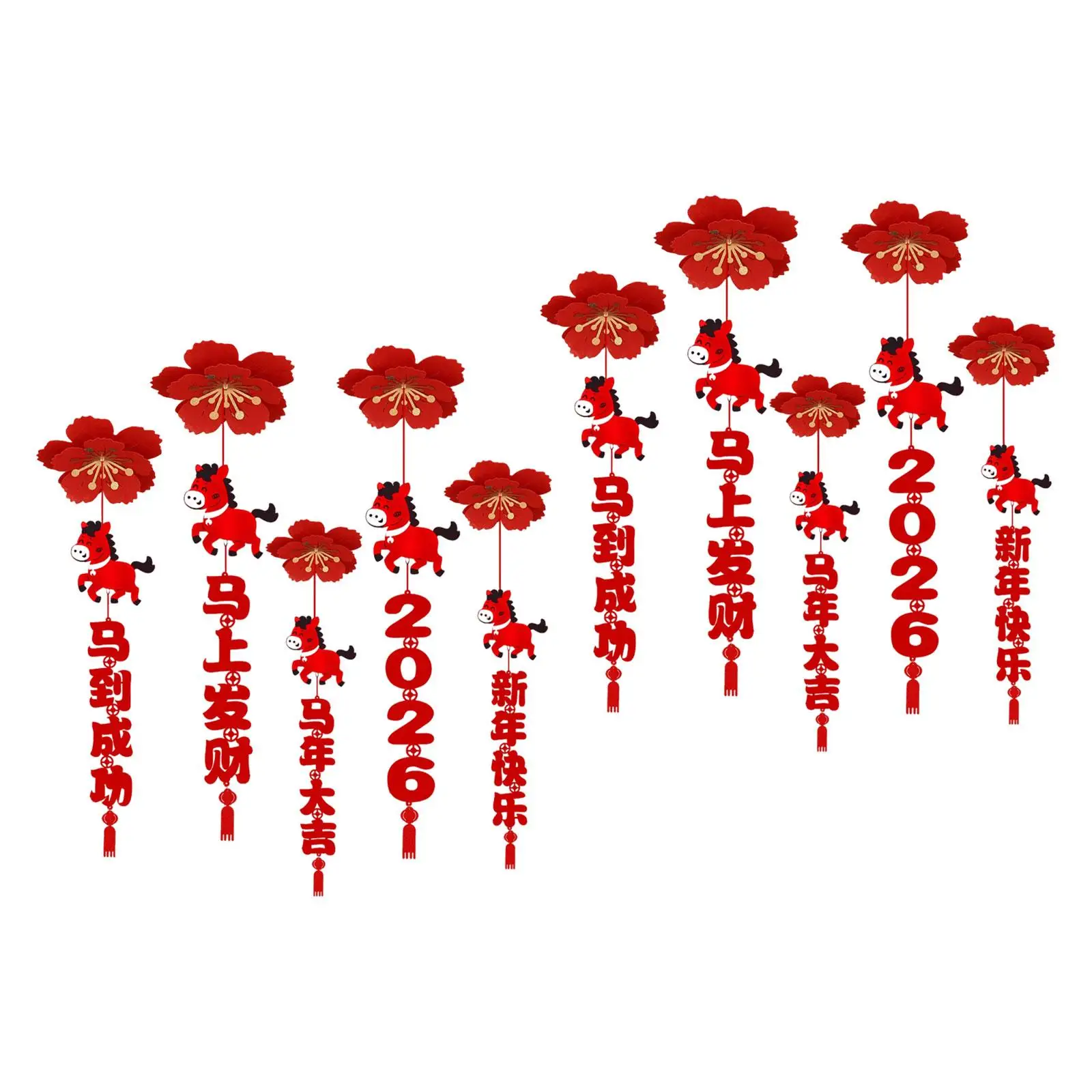 Chinese New Year Decorations 2026 Lunar Year Fabric Tassel Pendant for Festival Ceiling Decor and Party Events
