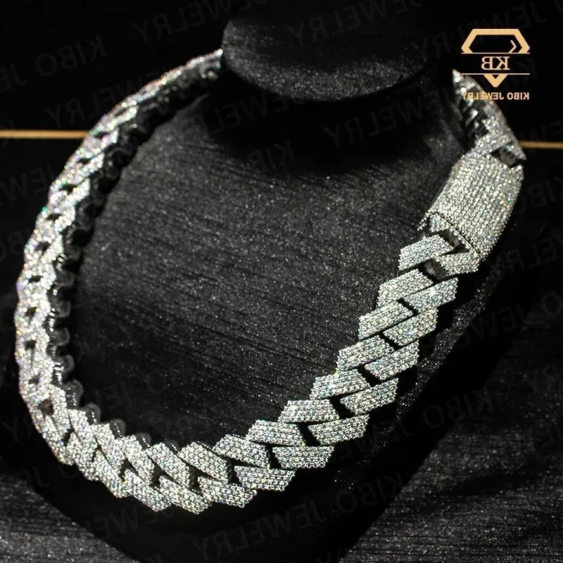 

Super Big 925 silver moissanite Cuban Chain Moissanite Diamond Hip Hop Necklace