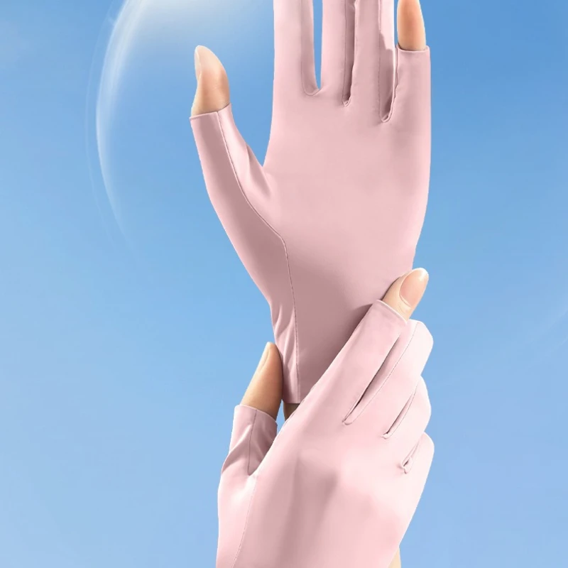 

Солнцезащитные перчатки для езды на велосипеде на открытом воздухе, женские тонкие модели, нейлоновые ледяные шелковые маникюрные лампы для выпечки, перчатки с защитой от ультрафиолета