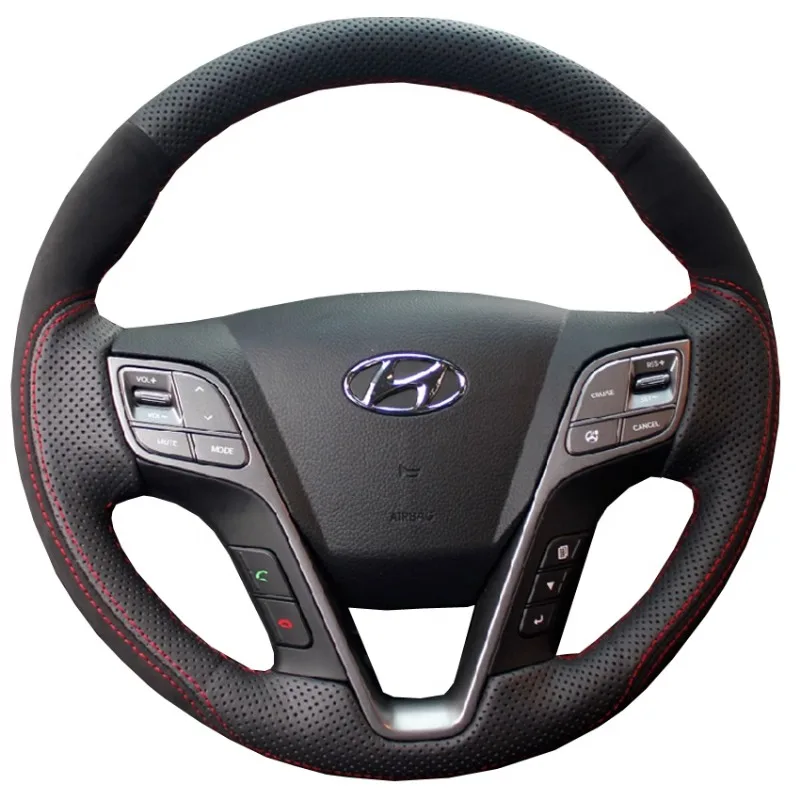 Hand Stitched Sports style leather&suede Car Steering Wheel Cover for Hyundai I40 2011-2019 Braid Steering Cover Accessory