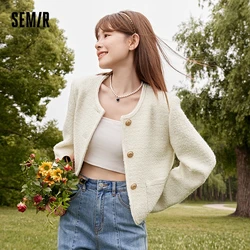 Semir 2023 Women Jacket Autumn New Slim-fit Tweed Jacket Fragrant Style for Women