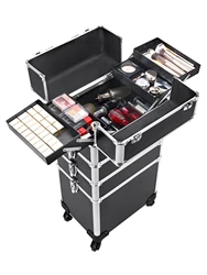 4 in 1 Rolling Makeup Case Makeup Trolley Case With Wheels Makeup Travel Case Organizer