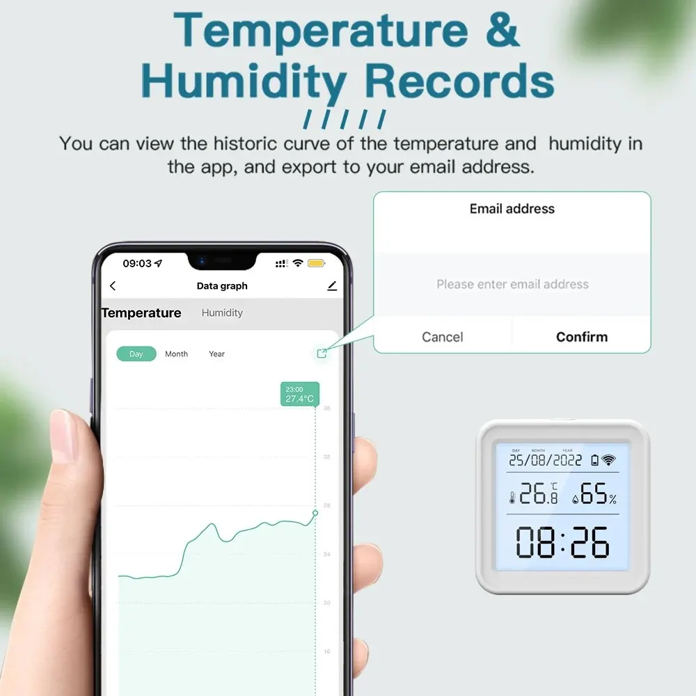 Sensor de temperatura y humedad con WiFi, higrómetro con retroiluminación, termómetro, compatible con Alexa y asistente de Google Home, Tuya Smart Life, nuevo