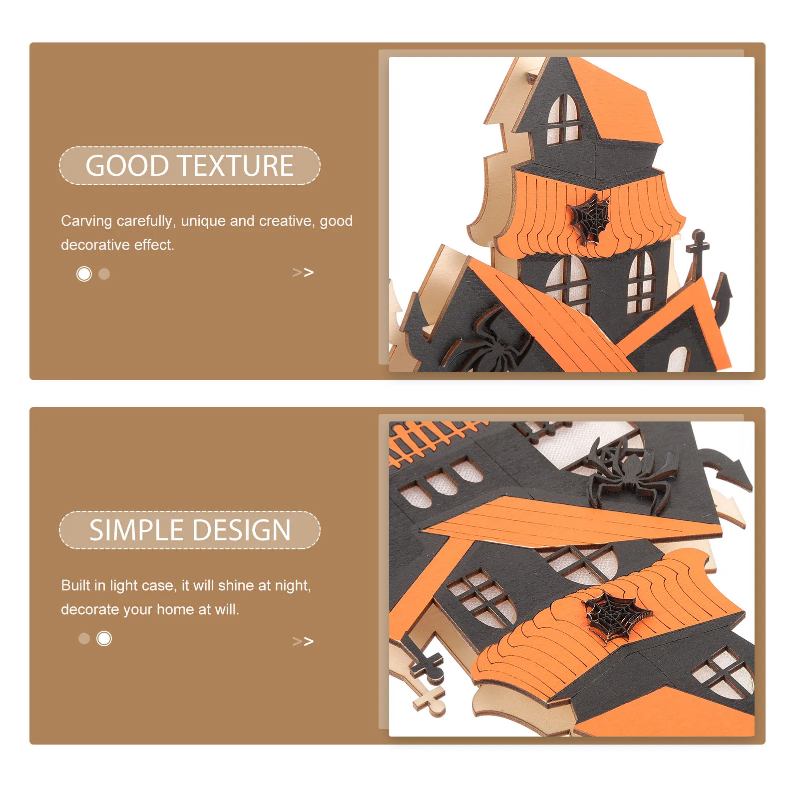 

Wooden Haunted Decoration Carving Unique Desktop Ornament Bright Light Night Home Office Party Supplieshaunted House Halloween