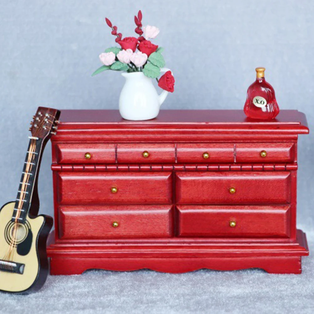 

Dresser Mini Chest of Drawers Dressing Table Miniature Wooden Bedside Small House Furniture Decoration