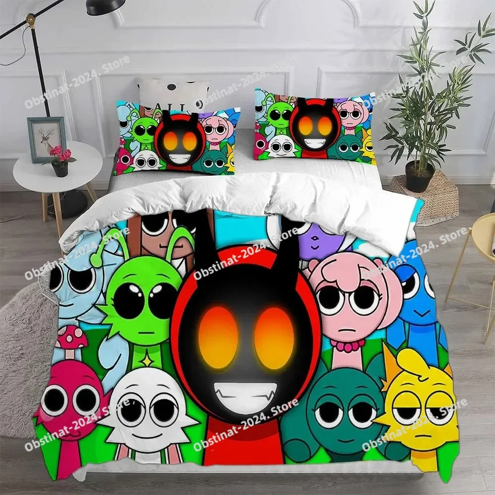 

New 3d Print Game Sprunki Bedding Sets Bed Cover Comforter Duvet Cover Pillow Case 3 Pieces Sets Kids Adult Bedroom Decoration