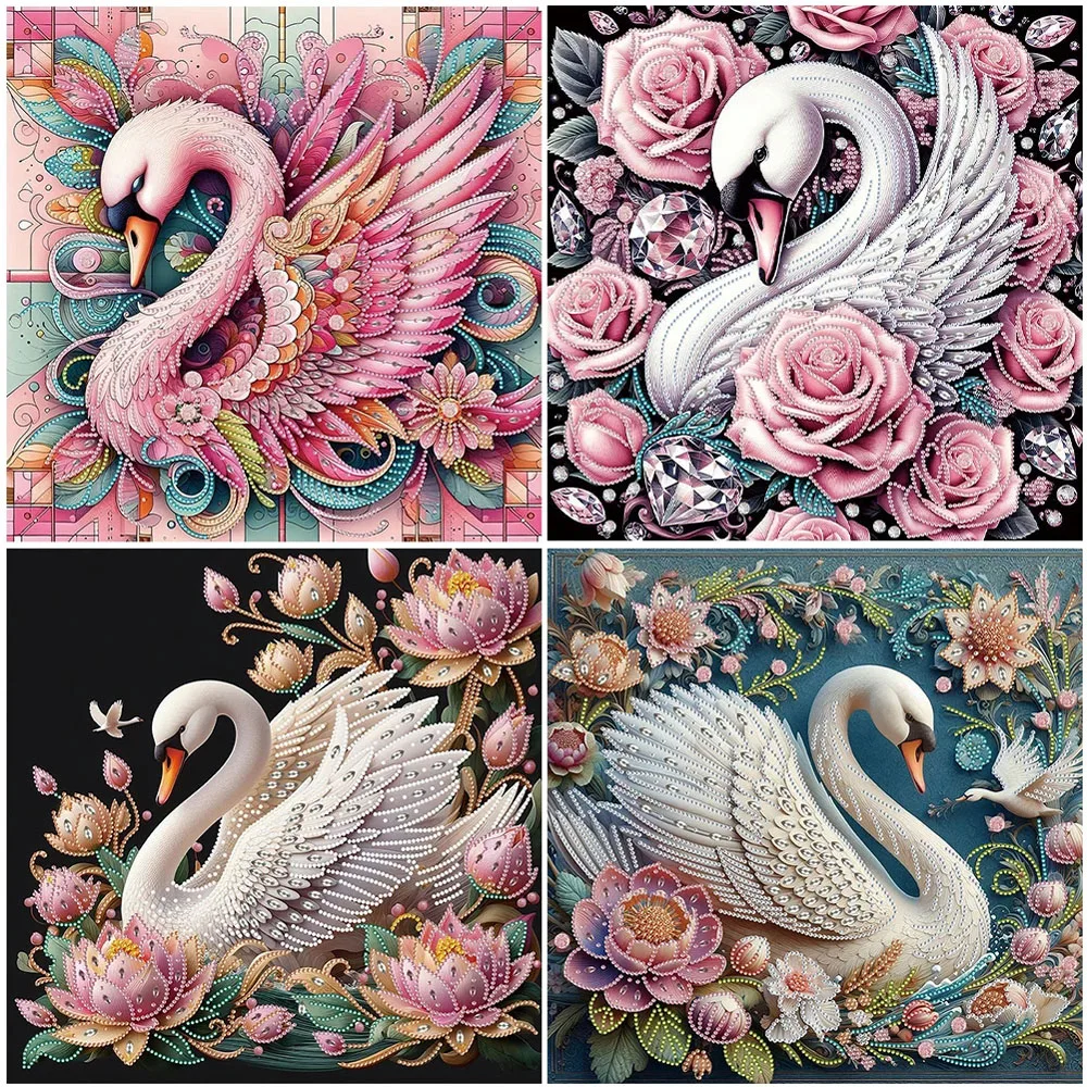 Gorgeous Swan Diy Diamond Painting, Full Square Round Drill Rhinestones, Mosaic Cross Stitch Kits Diamond Embroidery, Home Decor