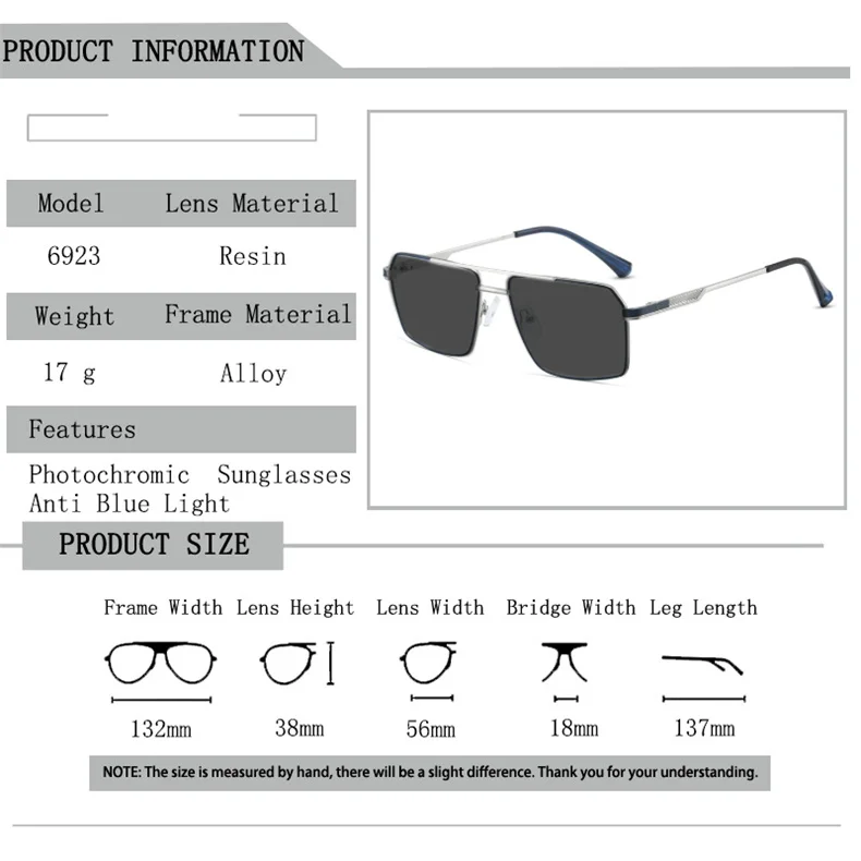 Neue hochwertige Myopie-Sonnenbrille aus Edelstahllegierung für Damen und Herren, modische Retro-Doppelbalken, quadratische Sonnenschutz-Sonnenbrille – Detail 8