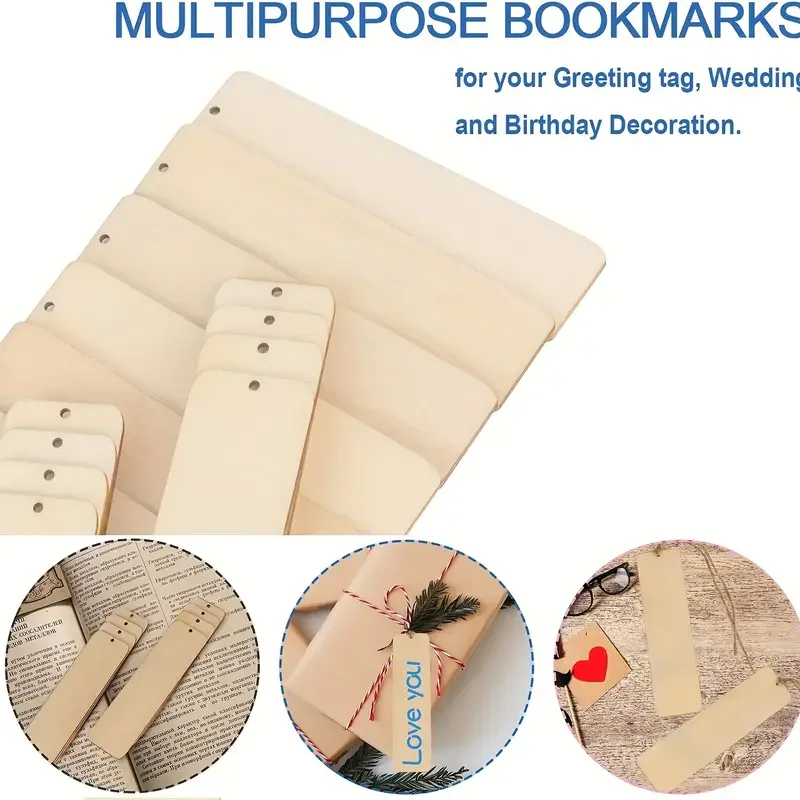 Tag pendurado de madeira inacabada, furos e corda, corações em branco, marcadores, DIY, casamento, decorações de aniversário