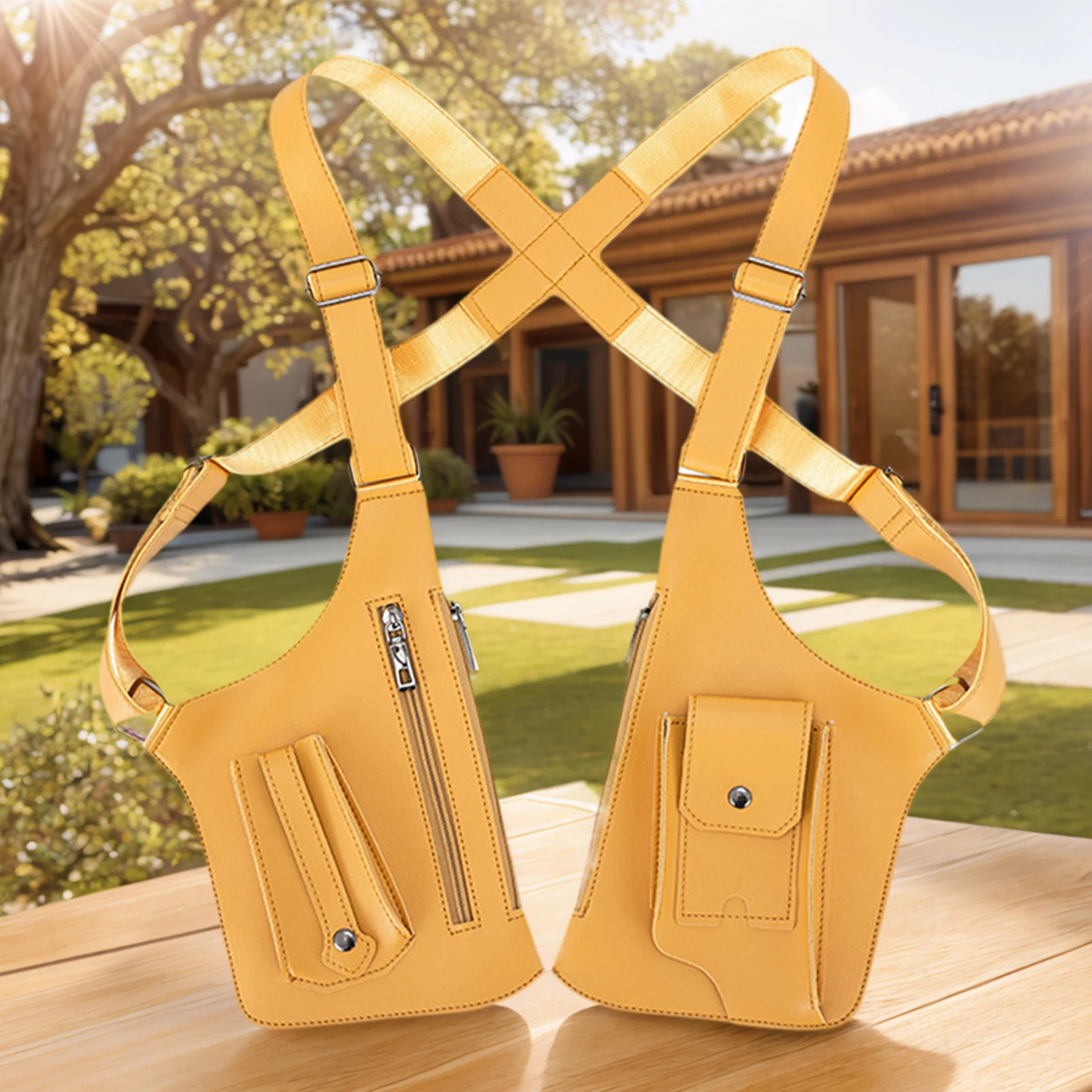 

PU Leather Underarm Strap Wallet Pocket Multi-Pocket Underarm Shoulder Bag Anti-Theft Holster Bags for Men Women Travel