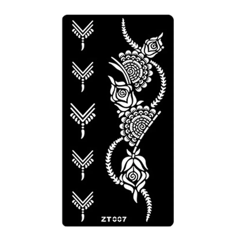 Easy Clean Personalized Flower Tattoo Stickers Floral Body Art Black Tattoo Decals Ethnic Style Hollow Arm Foot Tattoos Gifts