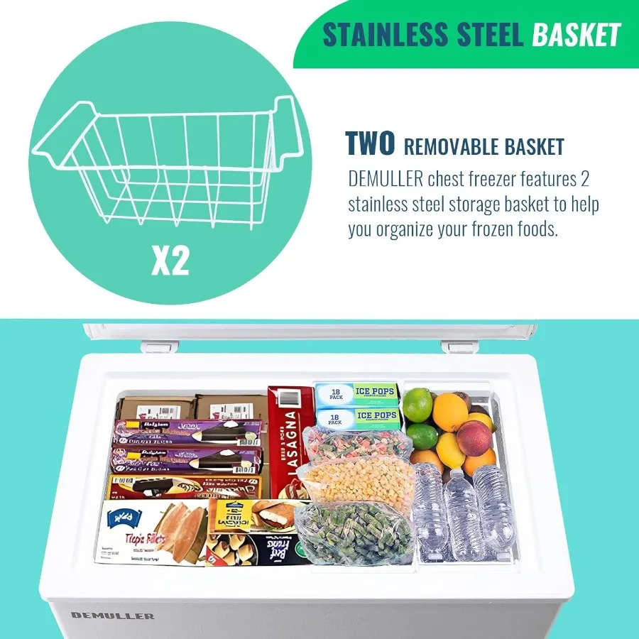 Compact Small Mini Deep Freezer with Top Open Door and Electronic Control for Home Garage Basement Storage Energy-Efficient and