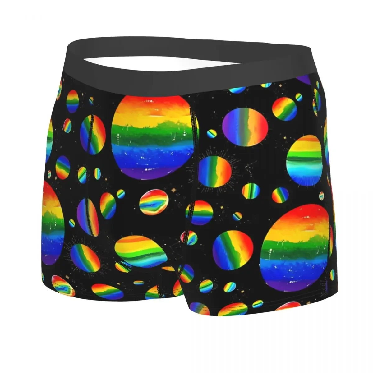 Rainbow Planets Men Boxer Briefs Pride Flag Highly Breathable Underwear Top Quality Print Shorts Birthday Gifts