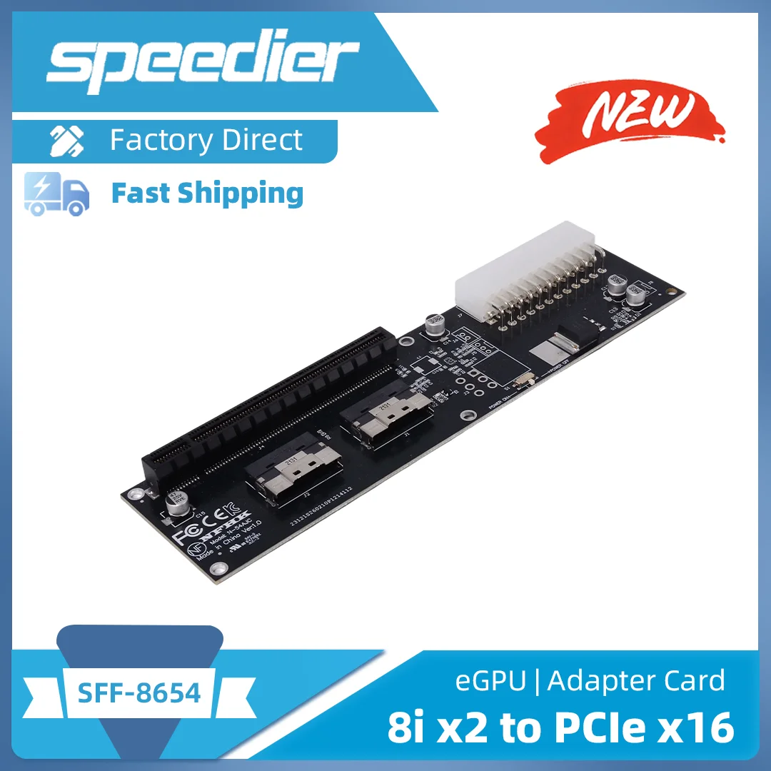 

SFF-8654 8i X2 To PCIe X16 To SFF-8654 External Graphics Card Adapter Card