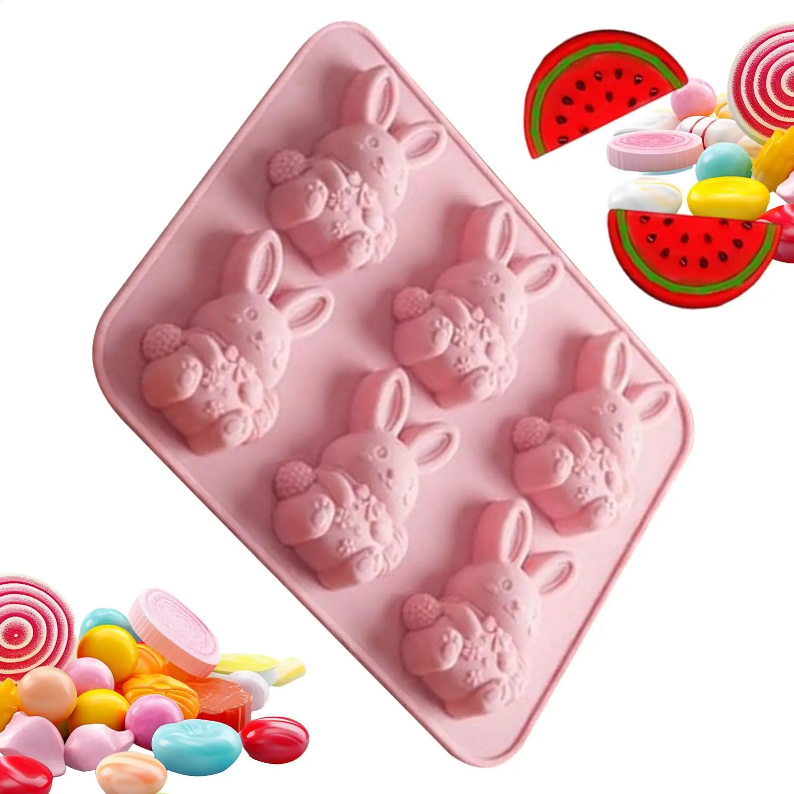 Cute Easter Bunny Silicone Mold - 6-hole 3D Ice Cube And Dessert Mold. Perfect For Easter Parties, Spring Celebrations, Kids