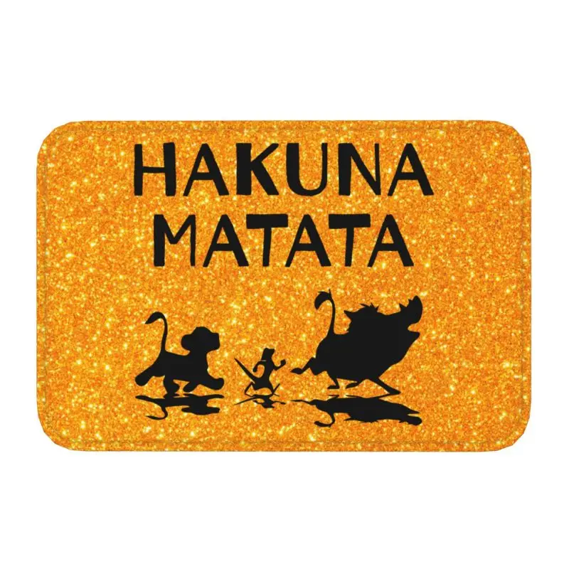 Custom Hakuna Matata Doormat Anti-Slip Entrance Kitchen Bathroom Door Floor Mat Timon Pumba Garage Rug Carpet Footpad