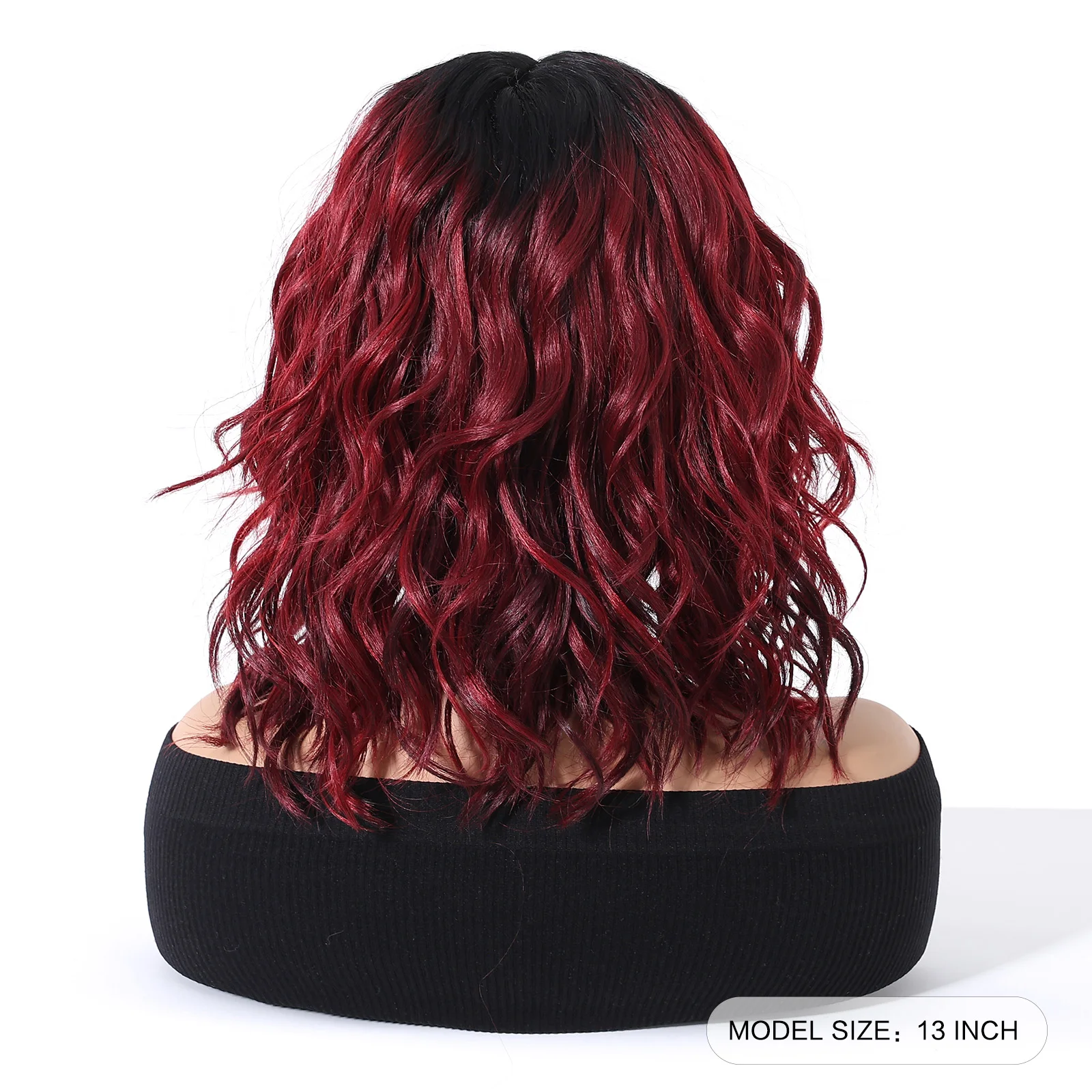 CharmSource Short Red Lace Front Wig Synthetic Curly Wigs Dark Root for Black Women Natural High Density Heat Resistant