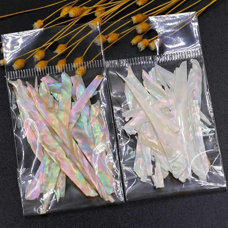 

Luxury White Ultra-thin Long Chips Nail Art Decorations Supplies Aurora Charm Colorful Slices Manicure Accessories Jewelry Woman