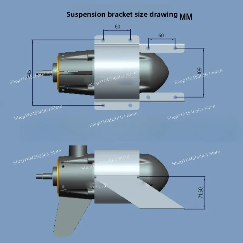 12V/24V/48V Marine Outboard Electric Thruster Motor - Underwater Suspended Lifting Brushless Motor