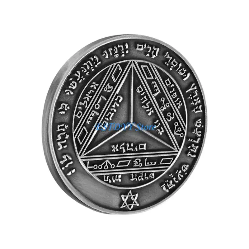 G6DE Mystical Protections Coin Polished Alloys Meditations Coin Spiritual Meditations Accessory For Prayer Altar Or Desk Display
