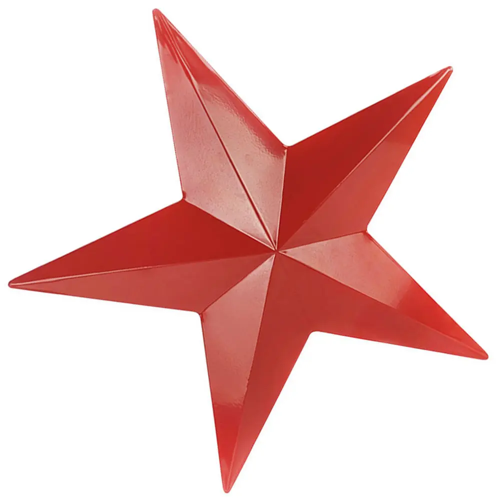 Large Red Iron Five-Pointed Star Wall Decor Inspirational Metal Star Hanging Ornament for Bedroom Living Room Office Garden Home