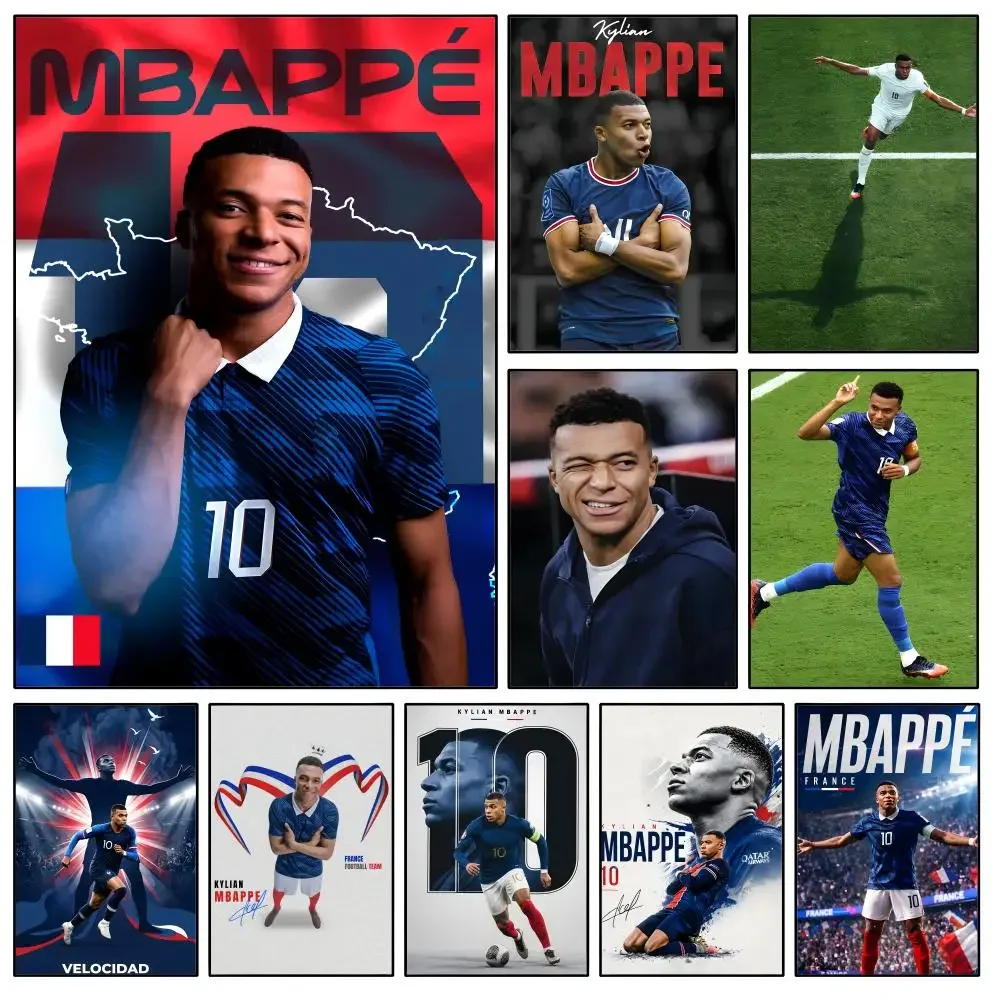 Sports Kylian Mbappe 10 Football Star Poster Waterproof HD Modern Peel And Stick Wall Decor Bedroom Living Room Dorm Office