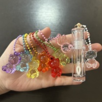 50Pcs Empty Key Chain Clear Lip Oil Bottle Lipstick Makeup Lipgloss Packaging Tubes With Hook Cute Bottle Keychain 3ml