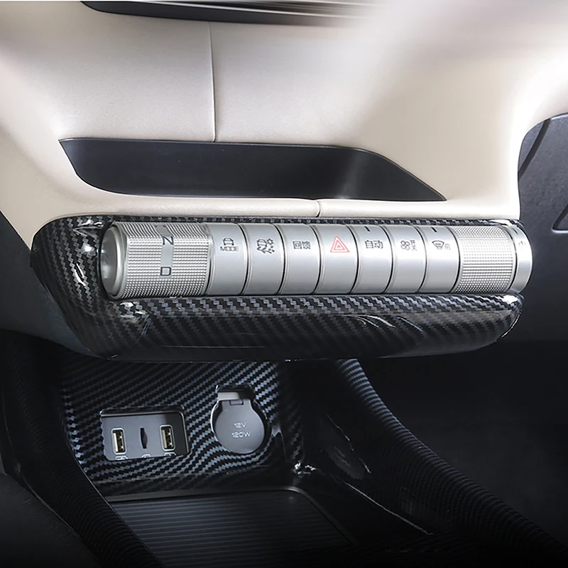 

Carbon Fiber Color Center Console Air Conditioner Switch Frame Decoration Cover Trim For BYD Dolphin 2022 Car Styling