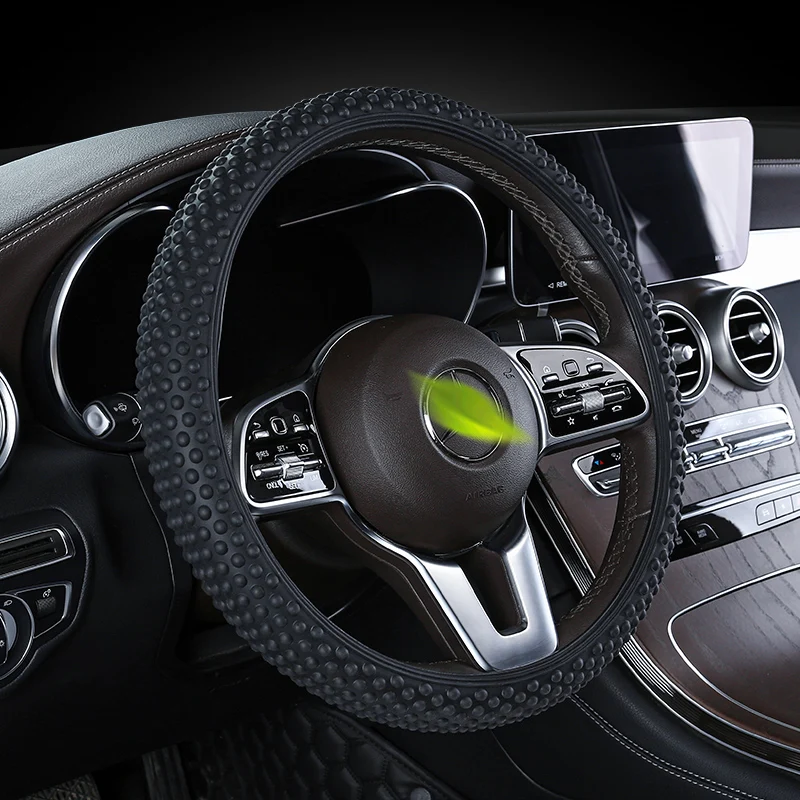 Universal Silicone Car Steering Wheel Cover Massage Steering Wheel Cover Comfortable Non-slip Wear- Resisting