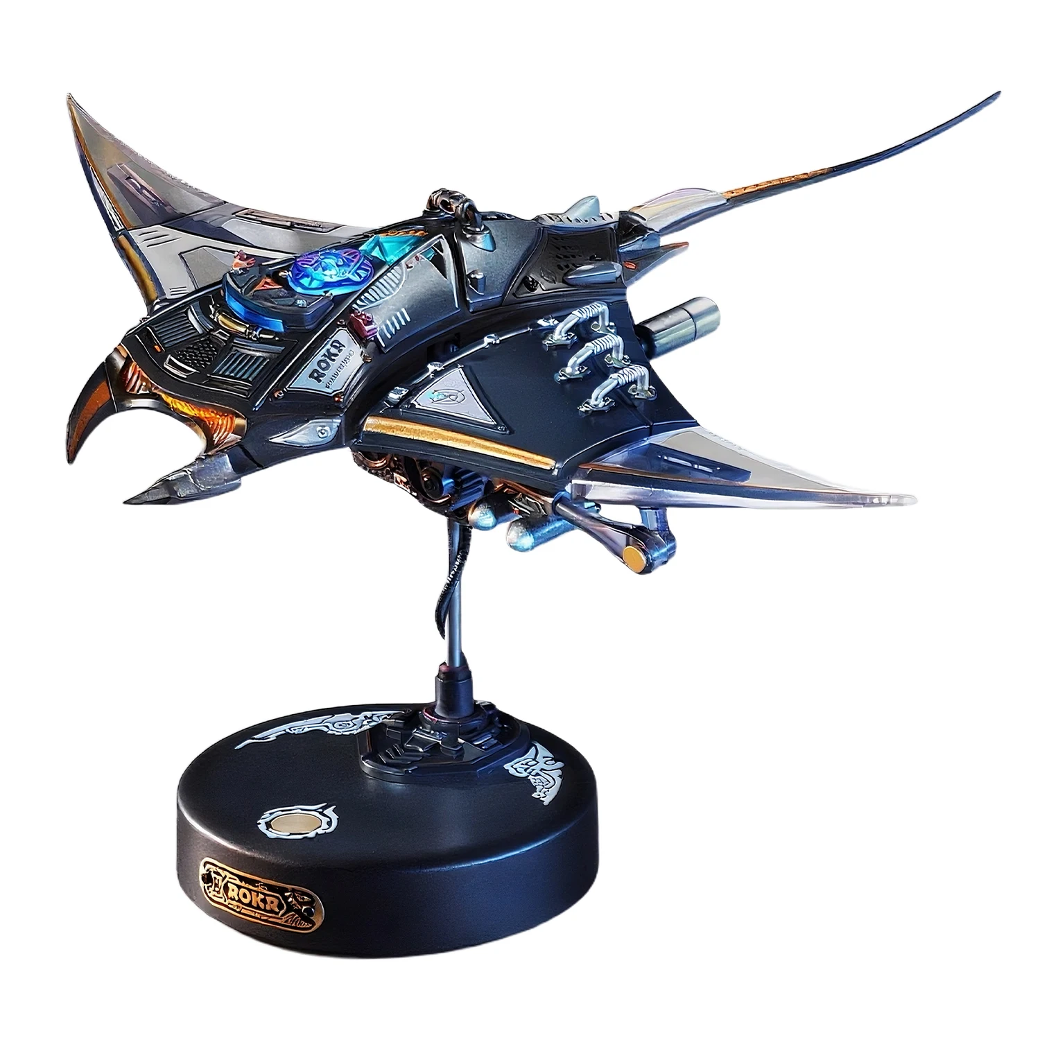 Modelo mecánico de ensamblaje de Metal Manta Ray para niños, regalo de cumpleaños, adornos de juego de moda, juguetes hechos a mano