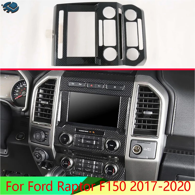 

For Ford Raptor F150 2017-2020 Car Accessories Carbon Fiber Style Central control panel navigation frame decoration