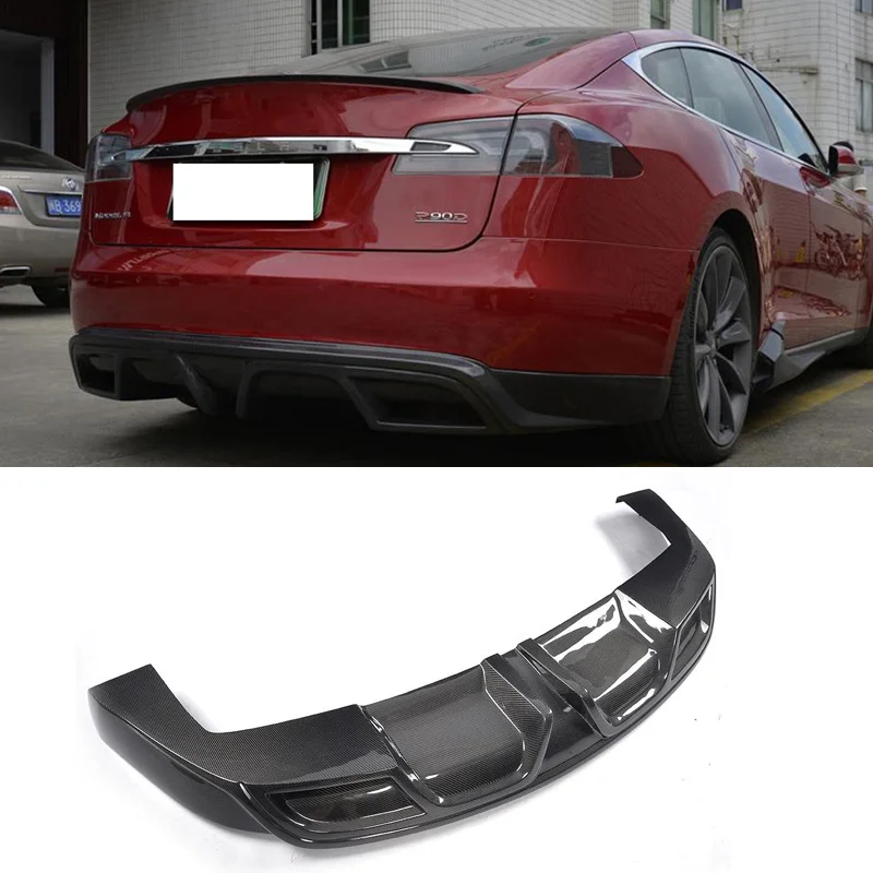 

Quality Carbon Fiber Bumper Rear Lip Diffuser for Tesla Model S 2014+