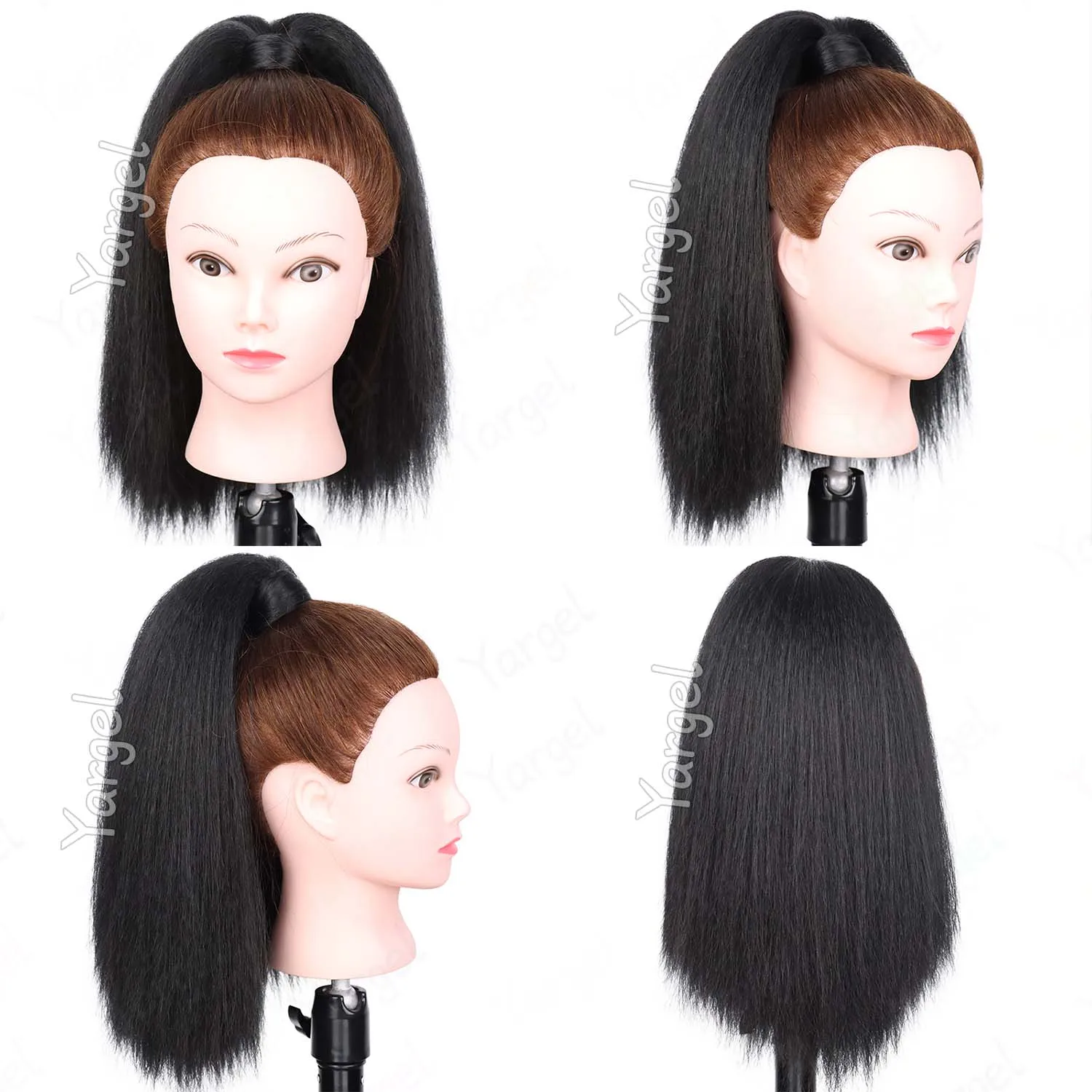 Synthetic Yaki Straight Ponytail Extension,Kinky Straight Ponytails,Wrap Around Magic Paste Yaki Ponytail for Black Women Girls view 2