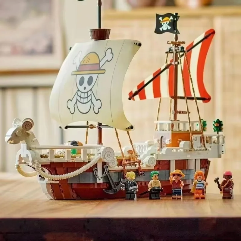 Bloques de Construcción Figura de la Serie One Piece, Barco Pirata Going Merry, Juguete de Ensamblaje para Niños, Regalo Sorpresa para Amigos y Niños