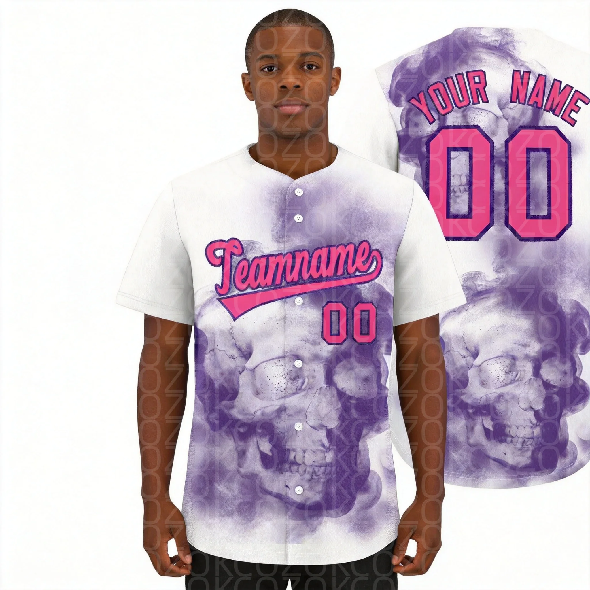

Purple Skull Baseball Jersey Men Women Short Sleeve Shirt 3D Printed Shirt Team Shirts Hip Hop Unisex Tops