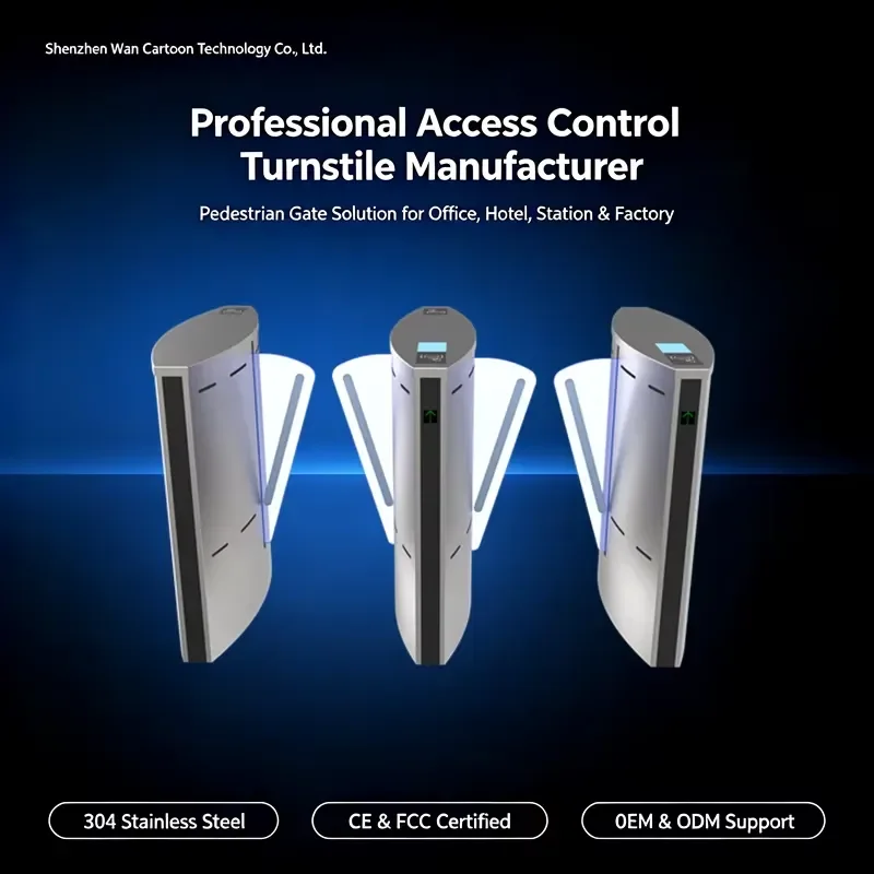 304 Stainless Steel RFID Face Recognition NFC Access Control Wing Gate Flap Barrier Turnstile Gate for Gym Office Hotel