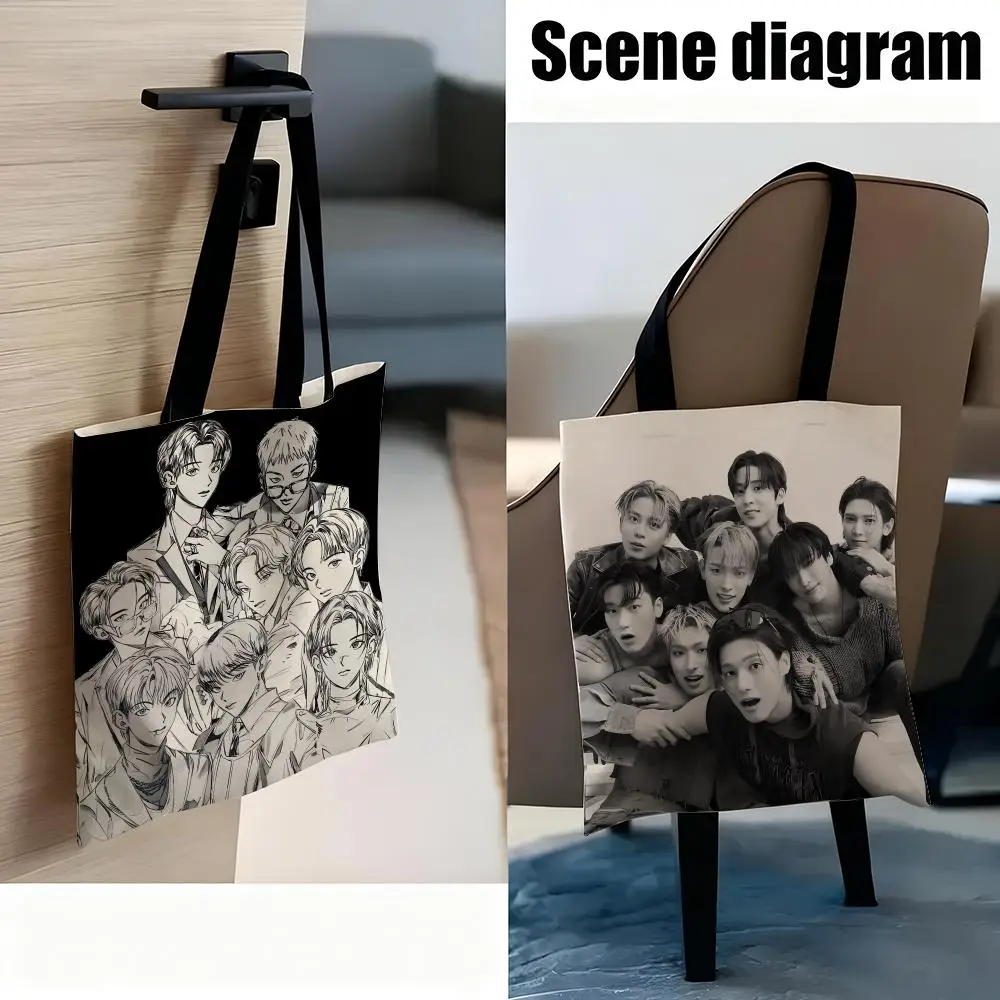 حقائب تخزين ATEEZ Kpop خفيفة الوزن وصديقة للبيئة وعصرية ومتعددة الأغراض وحقيبة كتف قماشية ذات سعة كبيرة #2