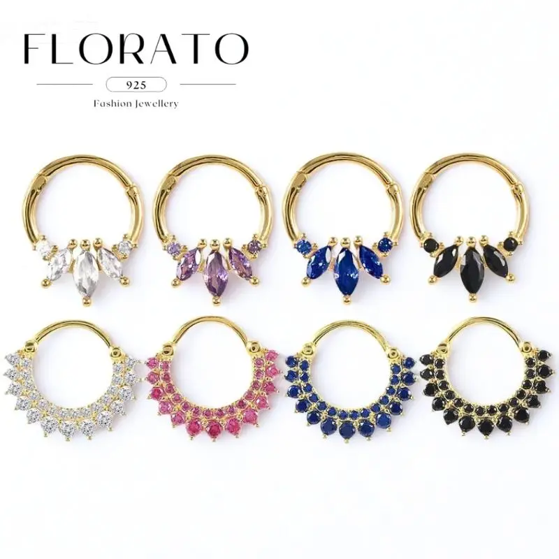 

FLORATO 925 Sterling Silver Ear Needle Multi-color Zircon Hoop Earrings Luxury Crystal Earrings Fashion Wedding Jewelry Gifts