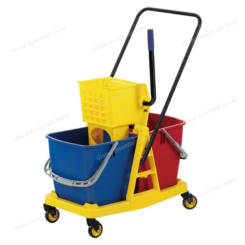 Tobogán de limpieza comercial con cubo doble y escurridor, carrito de limpieza para hoteles, fregona para coches, escurridor de agua