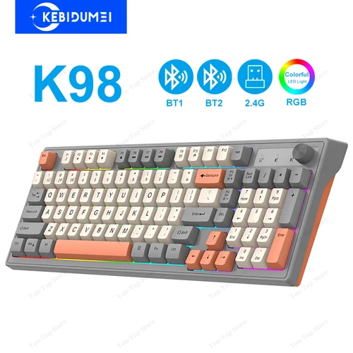 Imagen 1 del producto Teclado Bluetooth Dual, teclado inalámbrico BT/2,4G de modo Dual, teclado recargable retroiluminado RGB, teclado para juegos para ordenador portátil y tableta