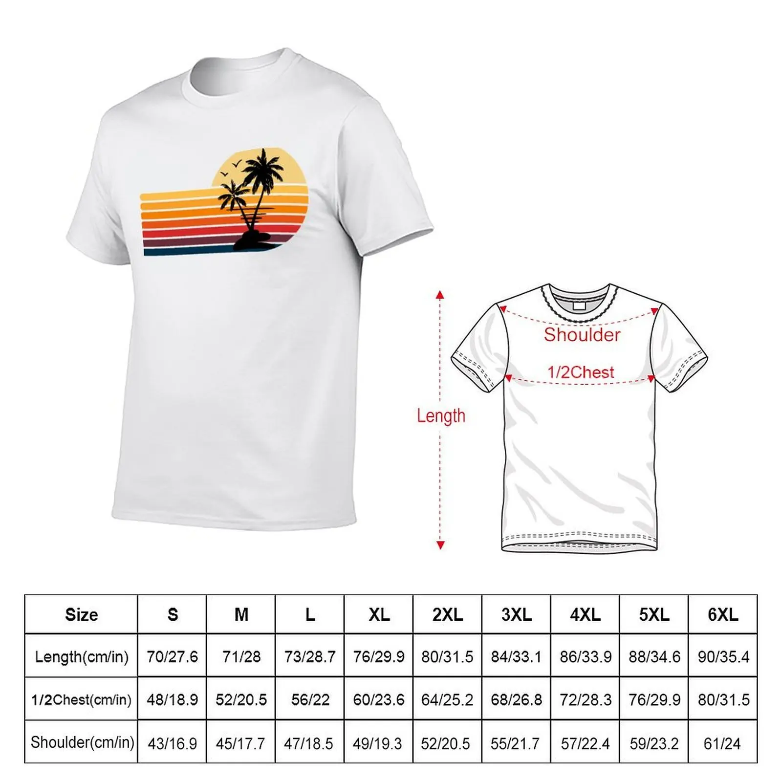 Retro Vintage Sunset Coco Palm Tree T-Shirt anime tshirt man t shirt luxury T-Shirt