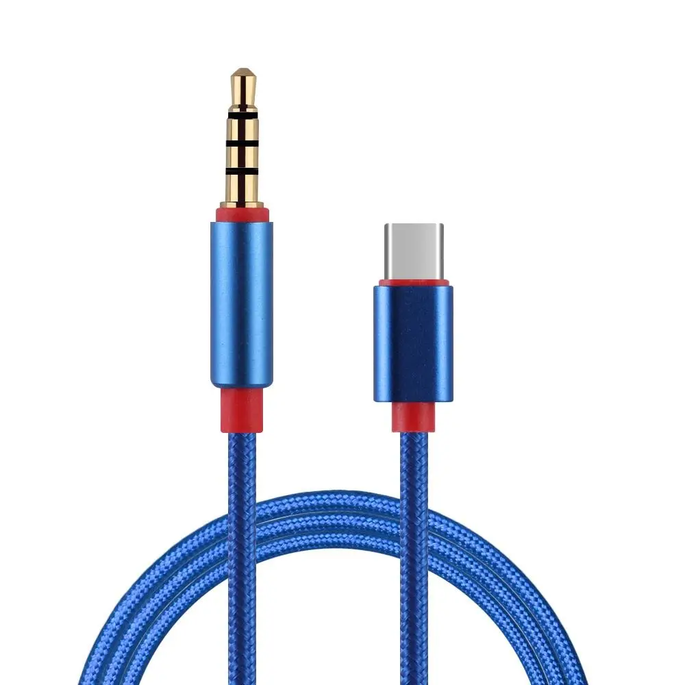 Nylon Braid Type-C To 3.5mm Audio Cable In-car 1 Meter Jack AUX Cable Adaptor Clear Sound Quality Stable Transmission