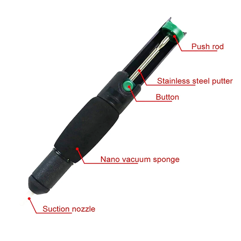Pump Soldering Sucker Pen Hand Welding Tools DP-366D Dual-Ring Non-Slip Handle Solder Sucker Powerful Solder